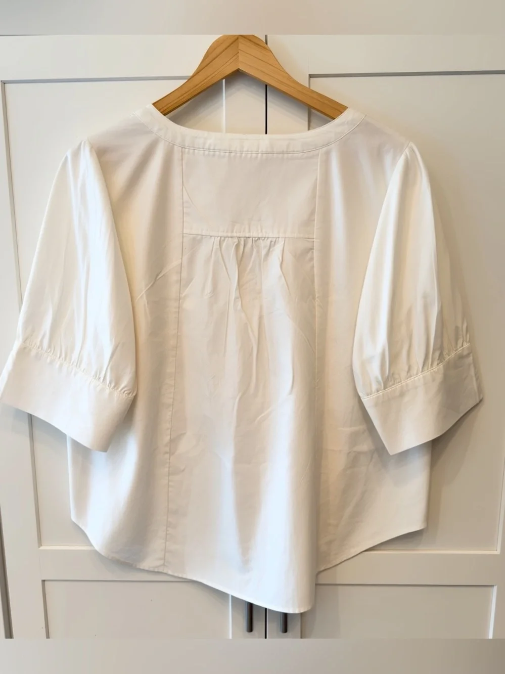 Anthropologie White Split-Sleeve Popover Blouse XL Excellent Condition